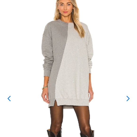 Lovers + Friends Oversized Gray Two Tone Colorblock Sweatshirt Dress Tunic - Picture 2 of 15